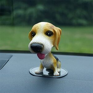 creative car shake head dog, resin nodding puppy toys home decoration, simulation dog car ornament, bobble head dog car interior accessories(beagle)