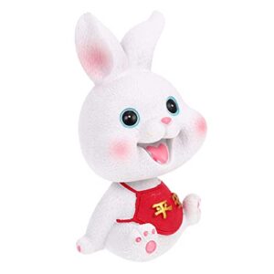 angoily rabbit figurine shaking head toy bunny car dashboard decoration bobblehead fengshui lucky statue 2023 chinese zodiac rabbit new year car decor