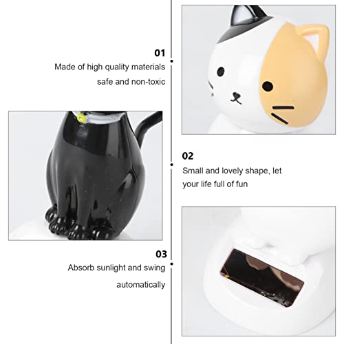 FOMIYES Birthday Gift Kids 2Pcs Car Shaking Head Cat Toys Car Dashboard Cat Figurine Statue Ornament Car Interior Decoration Solar Bobblehead Toys