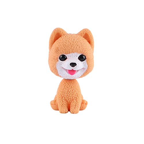 Car Interior Simulation Shaking Head Dog Dolls,Resin Nodding Puppy Car Dashboard Ornament,Bobblehead Dog for Car Vehicle Decoration(Yellow Pomeranian)