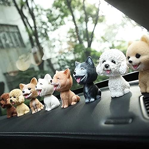 Car Interior Simulation Shaking Head Dog Dolls,Resin Nodding Puppy Car Dashboard Ornament,Bobblehead Dog for Car Vehicle Decoration(Yellow Pomeranian)