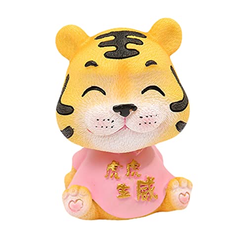 Abaodam 1pc Tiger Bobble Head Doll Chinese Decor Car Trim Office Desk Toys Bubble Ornaments Resin Ornament Small Animal Sculpture Tiger Shaking Head Toy Tiger Statue Tiger Animals Ornament