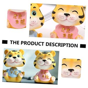 Abaodam 1pc Tiger Bobble Head Doll Chinese Decor Car Trim Office Desk Toys Bubble Ornaments Resin Ornament Small Animal Sculpture Tiger Shaking Head Toy Tiger Statue Tiger Animals Ornament