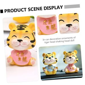 Abaodam 1pc Tiger Bobble Head Doll Chinese Decor Car Trim Office Desk Toys Bubble Ornaments Resin Ornament Small Animal Sculpture Tiger Shaking Head Toy Tiger Statue Tiger Animals Ornament