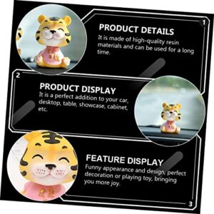 Abaodam 1pc Tiger Bobble Head Doll Chinese Decor Car Trim Office Desk Toys Bubble Ornaments Resin Ornament Small Animal Sculpture Tiger Shaking Head Toy Tiger Statue Tiger Animals Ornament