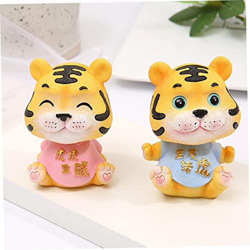 Abaodam 1pc Tiger Bobble Head Doll Chinese Decor Car Trim Office Desk Toys Bubble Ornaments Resin Ornament Small Animal Sculpture Tiger Shaking Head Toy Tiger Statue Tiger Animals Ornament