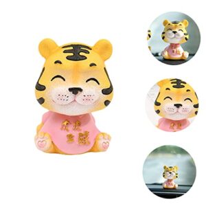 Abaodam 1pc Tiger Bobble Head Doll Chinese Decor Car Trim Office Desk Toys Bubble Ornaments Resin Ornament Small Animal Sculpture Tiger Shaking Head Toy Tiger Statue Tiger Animals Ornament