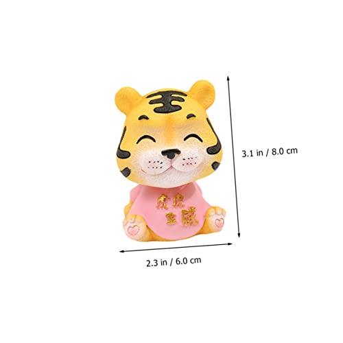 Abaodam 1pc Tiger Bobble Head Doll Chinese Decor Car Trim Office Desk Toys Bubble Ornaments Resin Ornament Small Animal Sculpture Tiger Shaking Head Toy Tiger Statue Tiger Animals Ornament