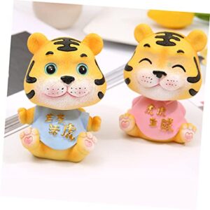 Abaodam 1pc Tiger Bobble Head Doll Chinese Decor Car Trim Office Desk Toys Bubble Ornaments Resin Ornament Small Animal Sculpture Tiger Shaking Head Toy Tiger Statue Tiger Animals Ornament