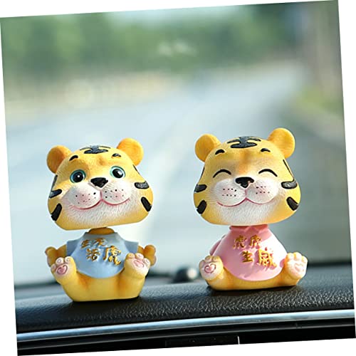 Abaodam 1pc Tiger Bobble Head Doll Chinese Decor Car Trim Office Desk Toys Bubble Ornaments Resin Ornament Small Animal Sculpture Tiger Shaking Head Toy Tiger Statue Tiger Animals Ornament