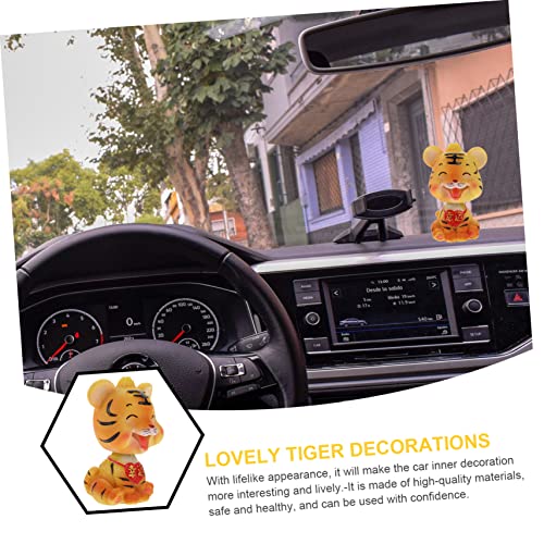 Amosfun 1pc Bobble Head Tiger Ornament Car Toy Digital Instrument Cluster Yellow Decor Nodding Head Toys Figurine Decor Little Auto Ornament Car Tiger Decorations Home Animal Decoration