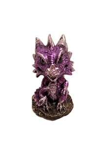 new 3.5" violet & silver bobble head sitting dragon collectible figurine statue