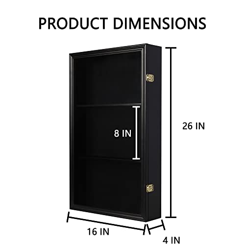 DisplayGifts Display Case Cabinet to Hold Bobble Head Bobblehead Wobbler Figurine Baseball Cubes, (Black)