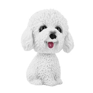 pilipane dog decor, simulation shaking head dog decor, white poodle, bobble head toy, car interior bobbleheads ornaments for car dashboard(white)