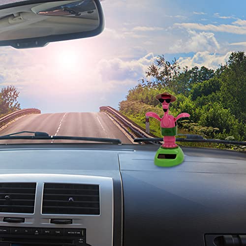 oAutoSjy 3pcs Solar Powered Flamingo Shaking Head Car Dashboard Decoration Cute Flamingo Figurine Statue Car Interior Display Bobblehead Animal Figure Car Ornament Dancing Doll Home Desktop Decoration