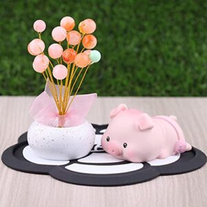 Piggy Car Ornaments Toy Figures Bobble Shaking Head Pig Doll Animals Creative Resin Miniature Simulation Toy Decoration Accessories for Car Dashboard Home Desk Lying Pig