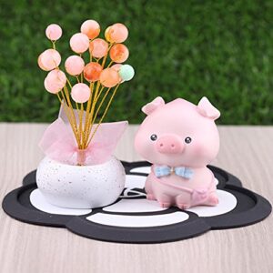 Piggy Car Ornaments Toy Figures Bobble Shaking Head Pig Doll Animals Creative Resin Miniature Simulation Toy Decoration Accessories for Car Dashboard Home Desk Lying Pig