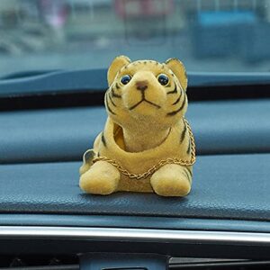 Shaking Head Lucky Tiger Bobble Head Figurine Nodding Tiger Ornaments for Car Vehicle Dashboard Decoration, Yellow Tiger