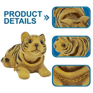 Shaking Head Lucky Tiger Bobble Head Figurine Nodding Tiger Ornaments for Car Vehicle Dashboard Decoration, Yellow Tiger