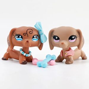 Collectable lps Dachshund, 2pcs lps Dachshund Dog 932 640 with lps Accessories Bow Bone Jacket Necklace Clear Peg Bobble Head lps Pet