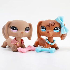 Collectable lps Dachshund, 2pcs lps Dachshund Dog 932 640 with lps Accessories Bow Bone Jacket Necklace Clear Peg Bobble Head lps Pet