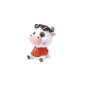 ikasus cute cow toy car ornaments,lovely cow car dashboard decorations bobble shaking head car doll desktop toy dolls,car interior accessories,perfect for dashboard, home, kitchen, office decoration