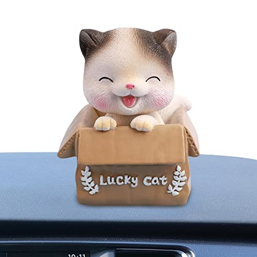 Dashboard Bobbleheads, Lucky Cat Dashboard Car Ornaments Bobble Head Cat Pet Toy, Shaking Head Cat Decor for Car Interior, Automotive Dashboard, Home Desktop KOT-us