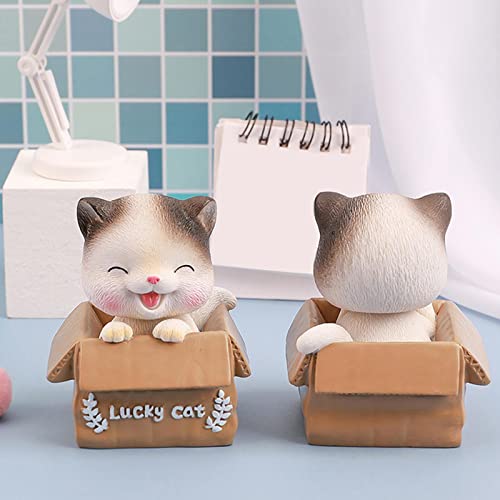 Dashboard Bobbleheads, Lucky Cat Dashboard Car Ornaments Bobble Head Cat Pet Toy, Shaking Head Cat Decor for Car Interior, Automotive Dashboard, Home Desktop KOT-us