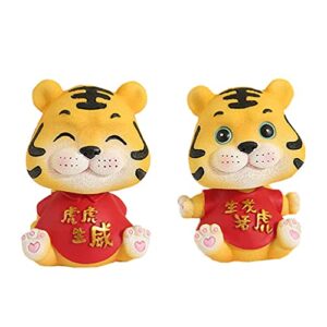 toyandona mini toys 2pcs bobblehead tiger figure dancing shaking head toys animal swinging car dashboard decoration for home kitchen office decor rearview mirror plants decor