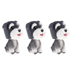 TOOYFUL 3 Bobble Head Dog Schnauzer Bobbleheads for Car Dashboard Decoration