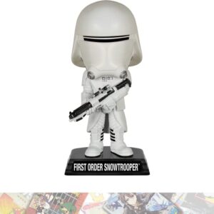 first order snowtrooper: wobblers bobble head figure bundle with 1 official s.w. theme compatible trading card (06242)