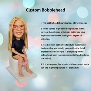 Mydedor Custom Bobbleheads Woman Sitting on Toilet Figurine Customized Doll Birthday Gifts for Women, Bobble Head Figures Handmade Personalized Car Dashboard Gift for Mom Bestfriend Office Coworker