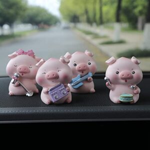 ikasus Cute Piggy Toy Car Ornaments,Lovely Pig Car Dashboard Decorations Bobble Shaking Head Car Doll Desktop Toy Dolls,Car Interior Accessories,Perfect for Home, Desktop, Office Decoration