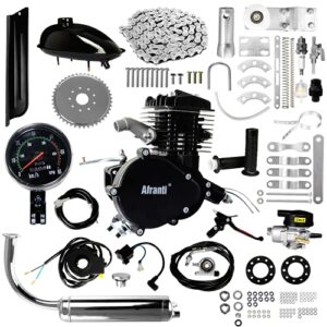 Afranti Bicycle Motor Kit 80cc, Motorized Bicycle Engine Kit 2 Stroke Petrol Gas Motor Engine Kit Fits Most 26" or 28" Bikes with V-Frame