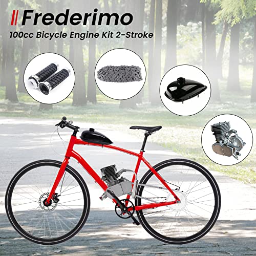 Frederimo 100cc Bicycle Engine Kit, 2-Stroke Gas Motor Bike Kit Air-Cooling Bicycle Motorized Full Set Super Fuel-efficient for Most 26" /28" Bikes Bicycle Scooter…