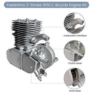 Frederimo 100cc Bicycle Engine Kit, 2-Stroke Gas Motor Bike Kit Air-Cooling Bicycle Motorized Full Set Super Fuel-efficient for Most 26" /28" Bikes Bicycle Scooter…