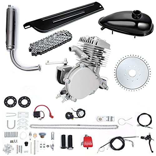 Frederimo 100cc Bicycle Engine Kit, 2 Stroke Bike Motor Kit Petrol Gas Motor Conversion Kit Air-Cooling Motorized Bicycle Kit Super Fuel-efficient Modified Full Set…