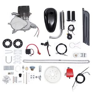 Frederimo 100cc Bicycle Engine Kit, 2 Stroke Bike Motor Kit Petrol Gas Motor Conversion Kit Air-Cooling Motorized Bicycle Kit Super Fuel-efficient Modified Full Set…