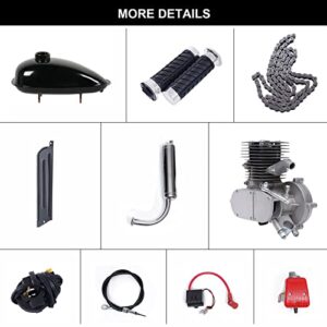 Frederimo 100cc Bicycle Engine Kit, 2 Stroke Bike Motor Kit Petrol Gas Motor Conversion Kit Air-Cooling Motorized Bicycle Kit Super Fuel-efficient Modified Full Set…