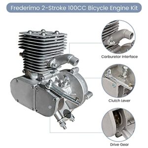 Frederimo 100cc Bicycle Engine Kit, 2 Stroke Bike Motor Kit Petrol Gas Motor Conversion Kit Air-Cooling Motorized Bicycle Kit Super Fuel-efficient Modified Full Set…