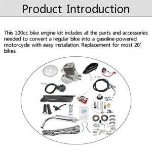 waltyotur 100cc YD100 Bicycle Engine Kit Bike Bicycle Motorized 2 Stroke Motor Engine Kit Replacement for Most 26 Bikes