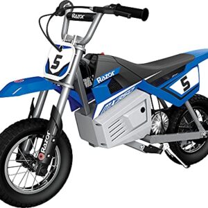 Razor MX350 Dirt Rocket Electric Motocross Off-road Bike for Age 13+, Up to 30 Minutes Continuous Ride Time, 12" Air-filled Tires, Hand-operated Rear Brake, Twist Grip Throttle, Chain-driven Motor