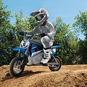 Razor MX350 Dirt Rocket Electric Motocross Off-road Bike for Age 13+, Up to 30 Minutes Continuous Ride Time, 12" Air-filled Tires, Hand-operated Rear Brake, Twist Grip Throttle, Chain-driven Motor