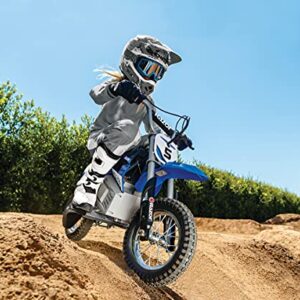 Razor MX350 Dirt Rocket Electric Motocross Off-road Bike for Age 13+, Up to 30 Minutes Continuous Ride Time, 12" Air-filled Tires, Hand-operated Rear Brake, Twist Grip Throttle, Chain-driven Motor