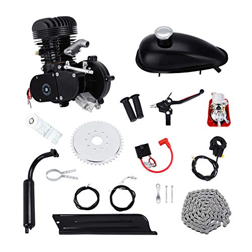 Sange 2 Stroke Pedal Cycle Petrol Gas Motor Conversion Kit Air Cooling Motorized Engine Kit for Motorized Bike (100cc,Black)