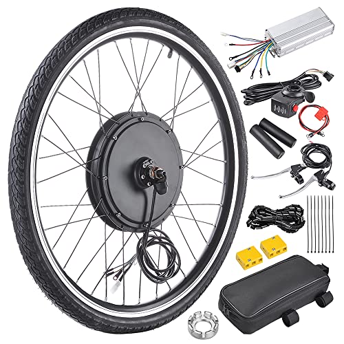 AW Electric Bike Conversion Kit 48V 1000W 26" Front Wheel E-Bike Conversion Kit Dual Mode Controller Thumb Throttle Ebike Wheel Kit Cycling Hub Conversion Kit