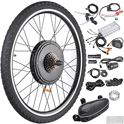 AW Electric Bike Conversion Kit 48V 1000W 26" Rear Wheel Powerful Motor E-Bike Conversion Kit Dual Mode Controller W/LCD Display Twist Throttle PAS Ebike Wheel Kit