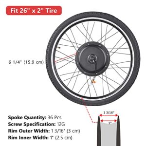 AW Electric Bike Conversion Kit 48V 1000W 26" Rear Wheel Powerful Motor E-Bike Conversion Kit Dual Mode Controller W/LCD Display Twist Throttle PAS Ebike Wheel Kit