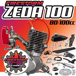zeda new 100 complete 50mm bore 2 stroke bicycle engine kit - 80cc/100cc - firestorm edition 36 tooth
