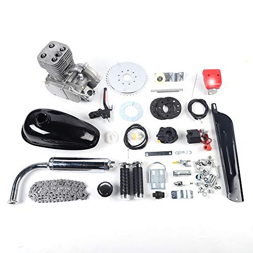 OUKANING 100cc 2-Stroke 44 Tooth Motorized Bicycle Kit Petrol Gas Motor 90# Air Cooling CDI Engine Set Suitable for Most 26" /28" Bikes